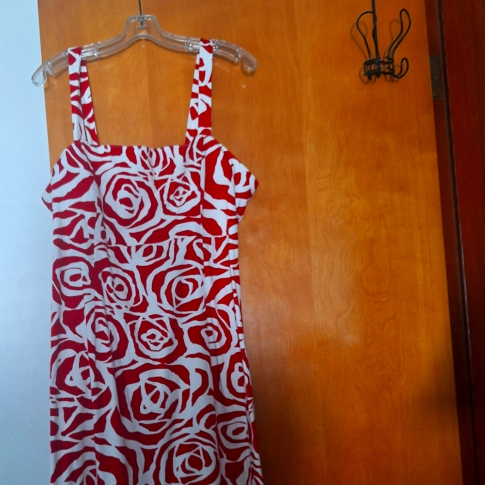 R&K Red and White Midi Dress...NEW Never Worn.